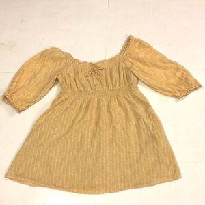 American Eagle XL Dress Yellow White Floral Pockets Puff Sleeve Elastic Waist